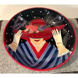 Certified International Red Lady Society Large Serving Bowl 13" , Susan Winget #